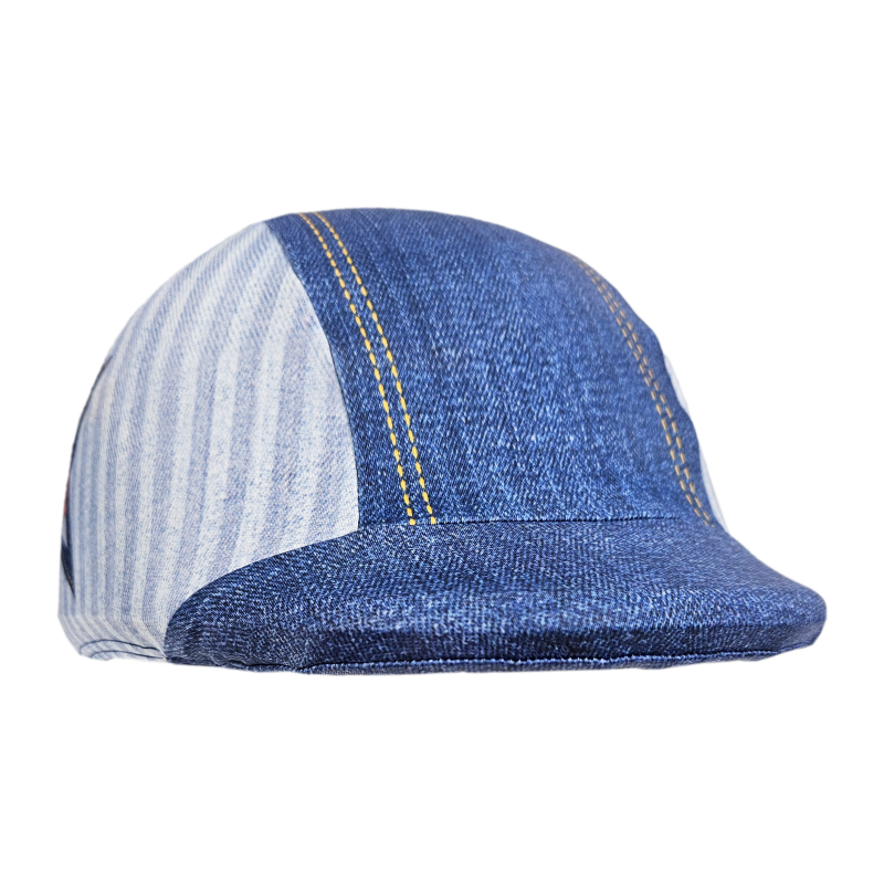 Denim Red Lycra Helmet Cover