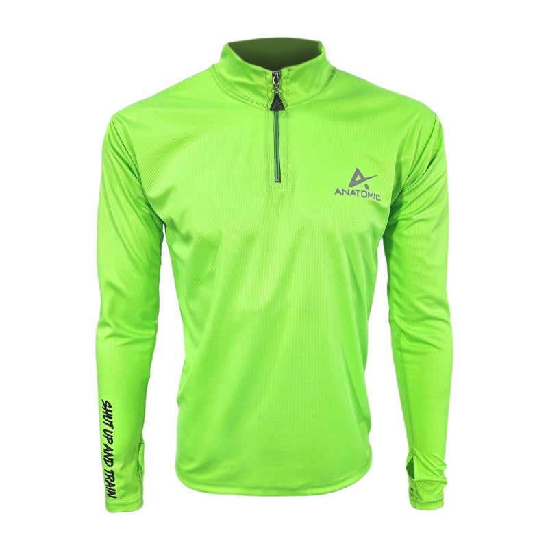 Green Vizi Longsleeve Running Shirt with Thumbhole