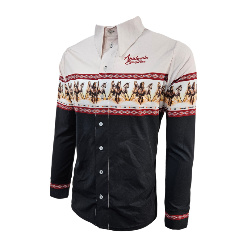 Running Horses Mens Button Shirt