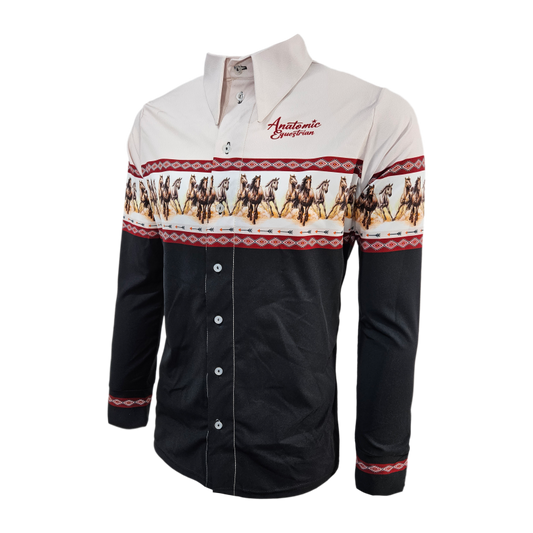Running Horses Mens Button Shirt