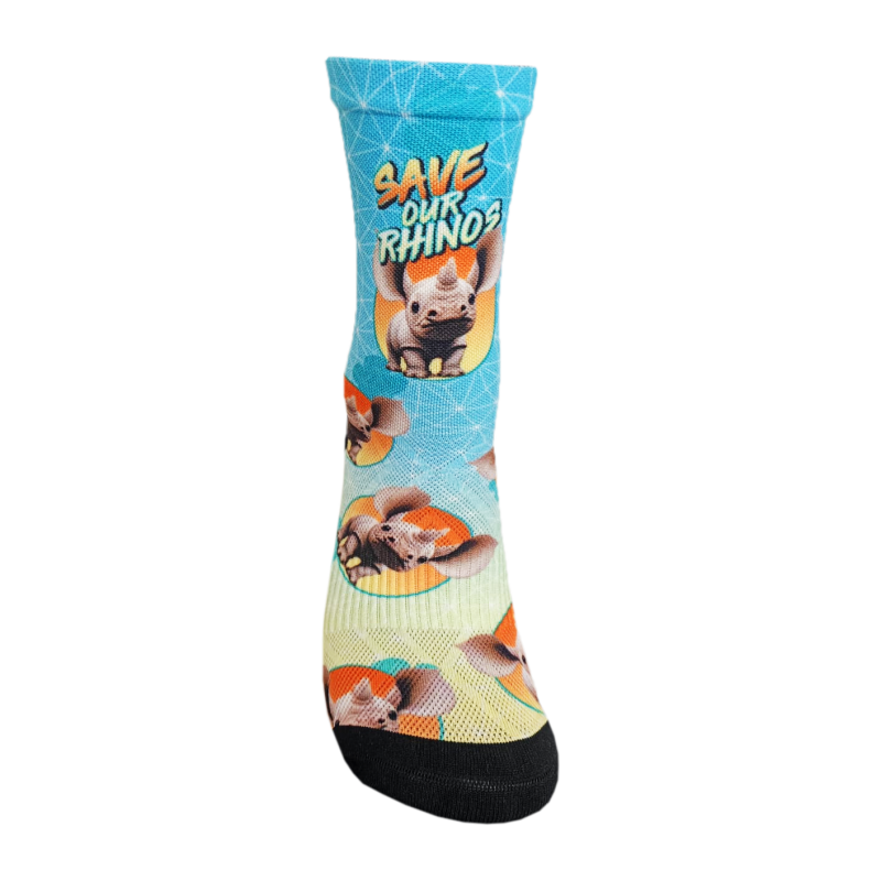Save the Rhinos Blue Socks