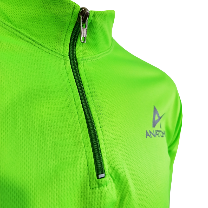 One Run Green Vizi Longsleeve Running Shirt with Thumbhole
