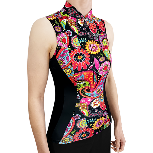 Floral Fusion Ladies Sleeveless Cycling Shirt