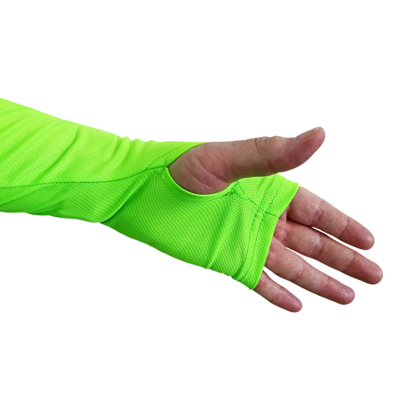 One Run Green Vizi Longsleeve Running Shirt with Thumbhole